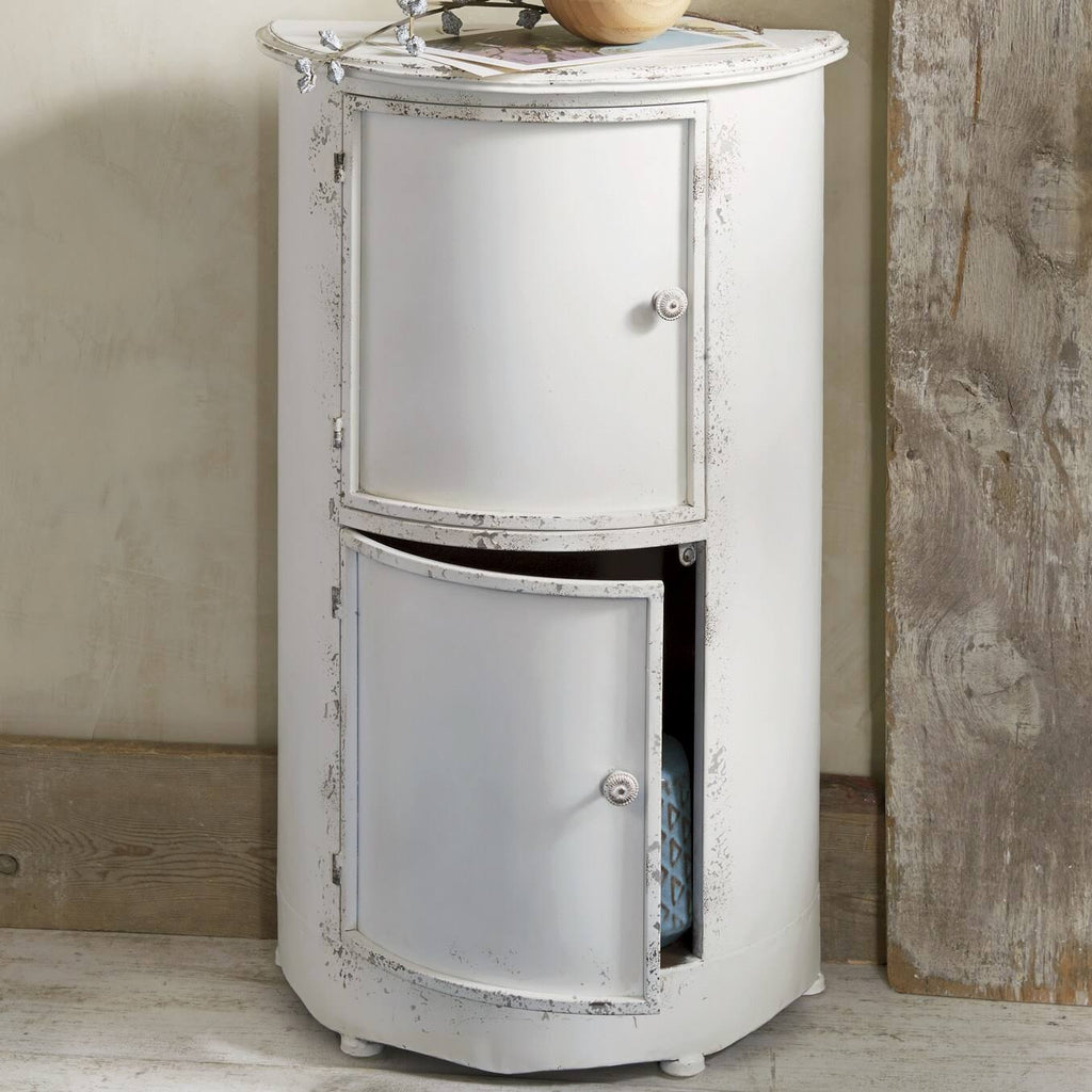 Ivory Metal Half-Moon Cabinet G1556