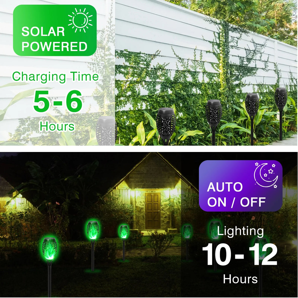 6-Pack Solar Waterproof Tiki Torch Lights G646017