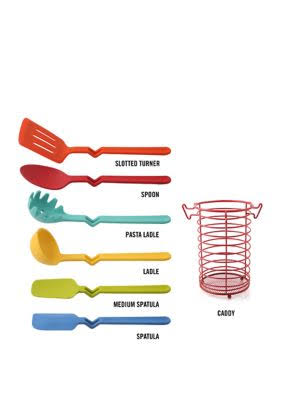 7-Piece Multicolor Silicone Kitchen Utensil Set with Caddy Q281037