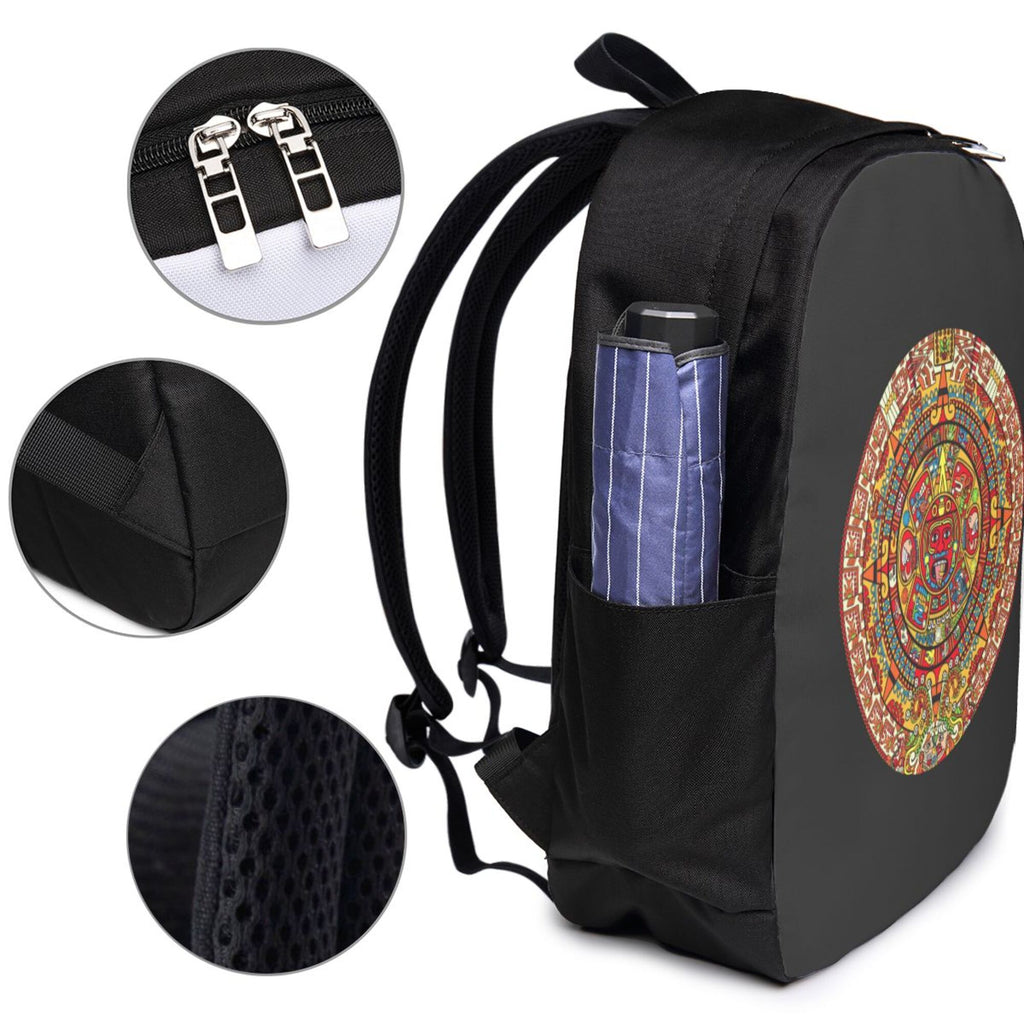 Colorful Aztec Calendar Print Laptop Backpack S2588