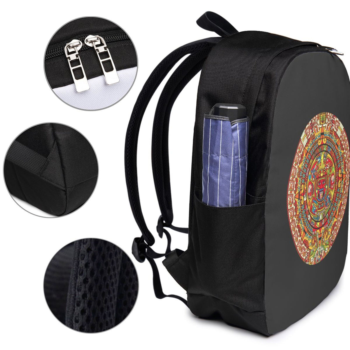 Colorful Aztec Calendar Print Laptop Backpack S2588