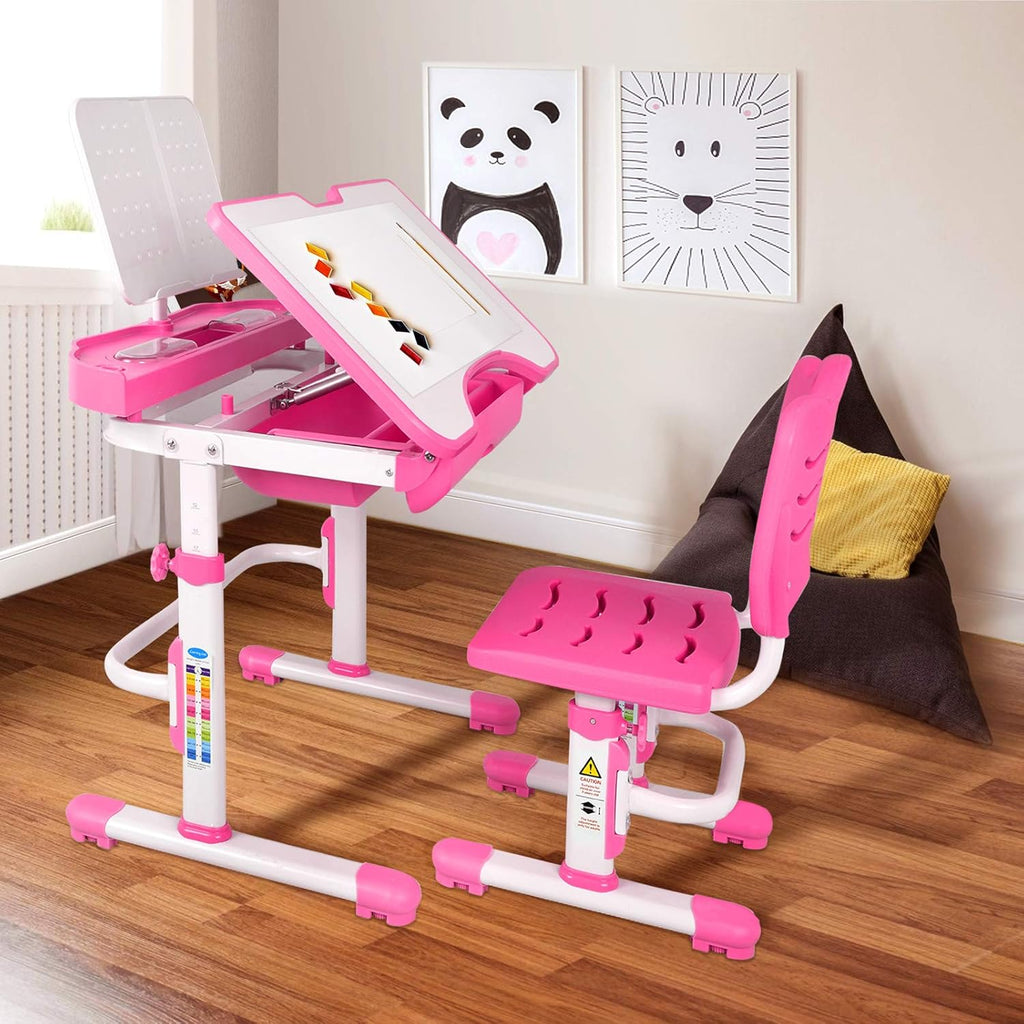 Pink Height Adjustable Kids Desk and Chair Set P26948