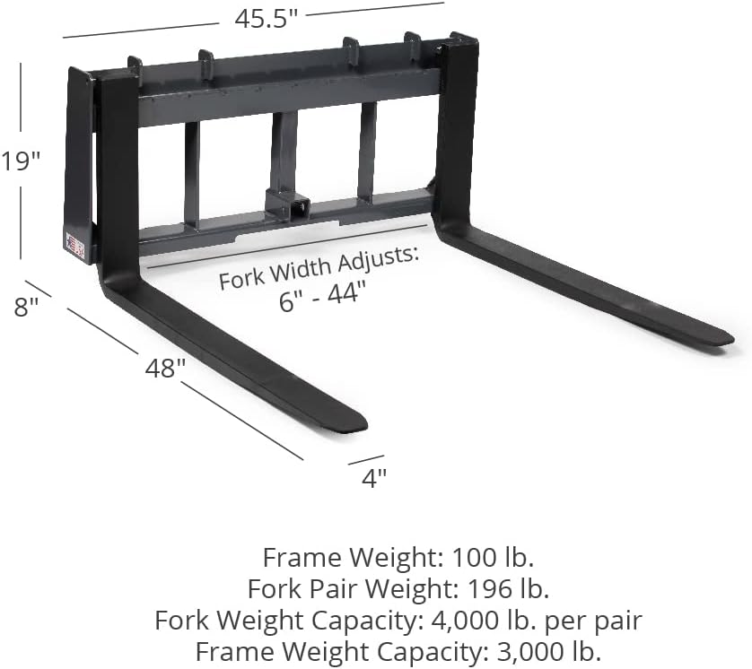 48" Pallet Fork & Trailer Hitch Skid Steer Attachment F372741