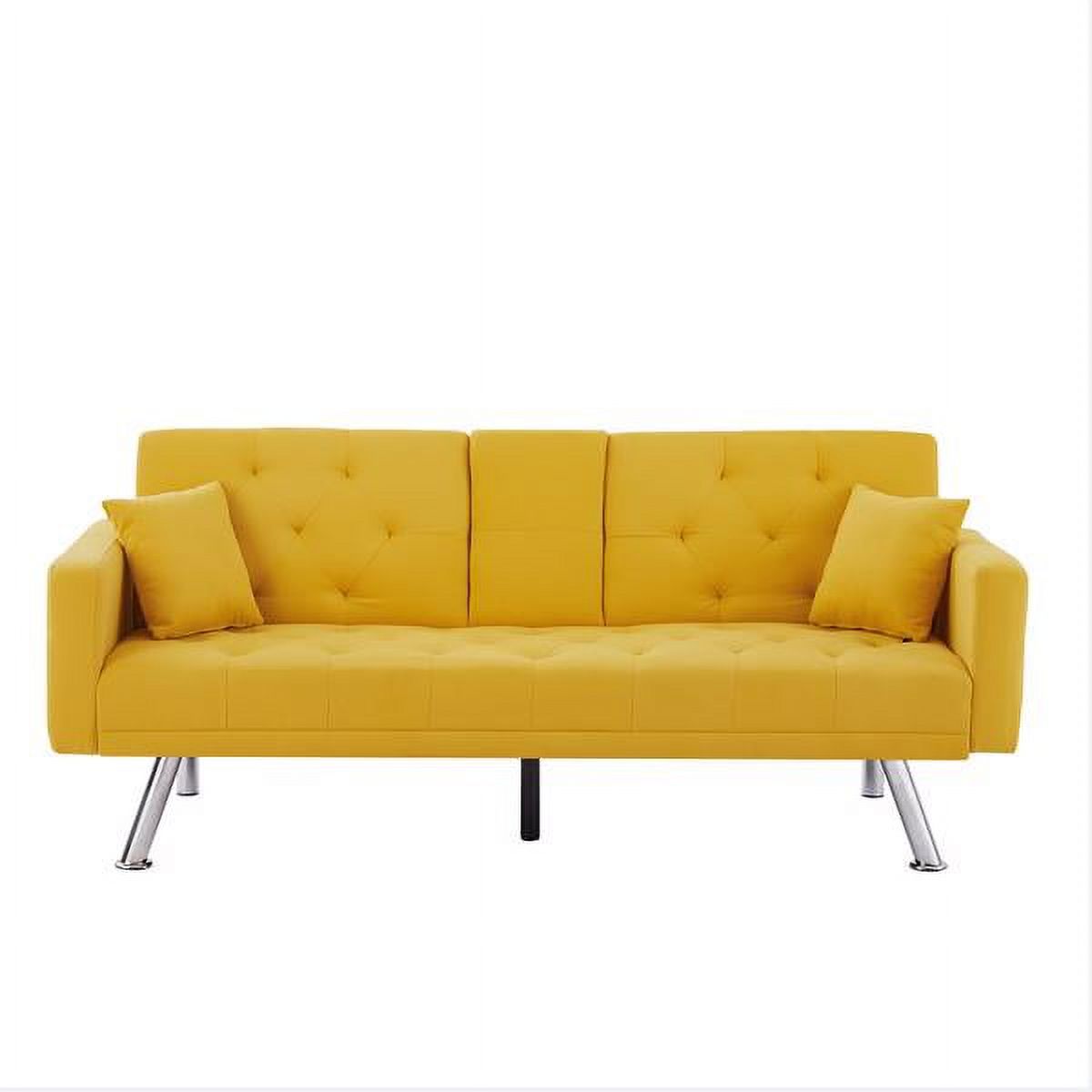 Yellow Linen Convertible Sofa and Bed Z7329