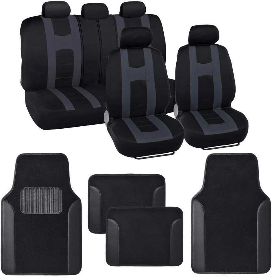 Light Gray Full Set Seat Covers with Car Floor Mats U95578