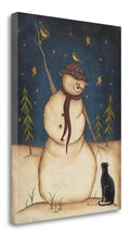 Snowman with Black Cat Giclee Print G881