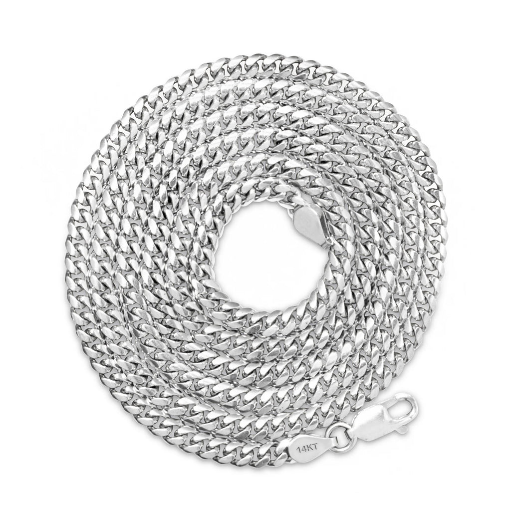 14k White Gold Solid Miami Cuban Link Chain Pendant Necklace 16" - 30" A588688