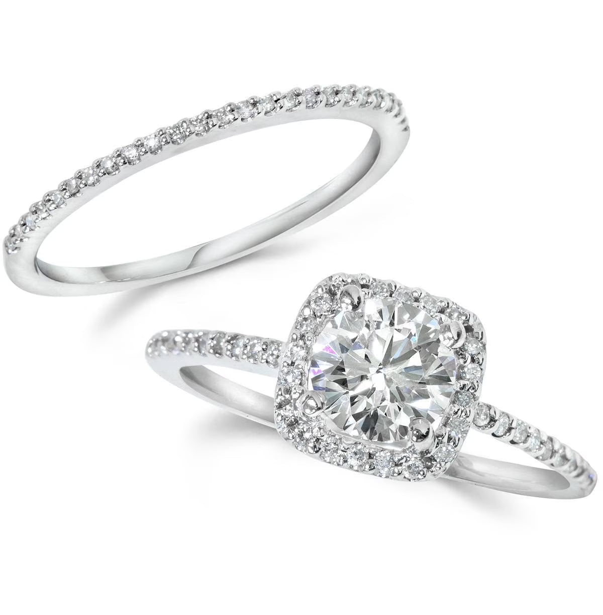 14K White Gold Diamond Engagement Ring Set H812158