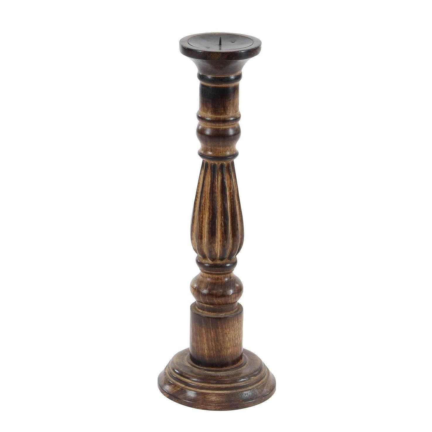 3-Piece Wooden Candle Holder Set Brown D50479