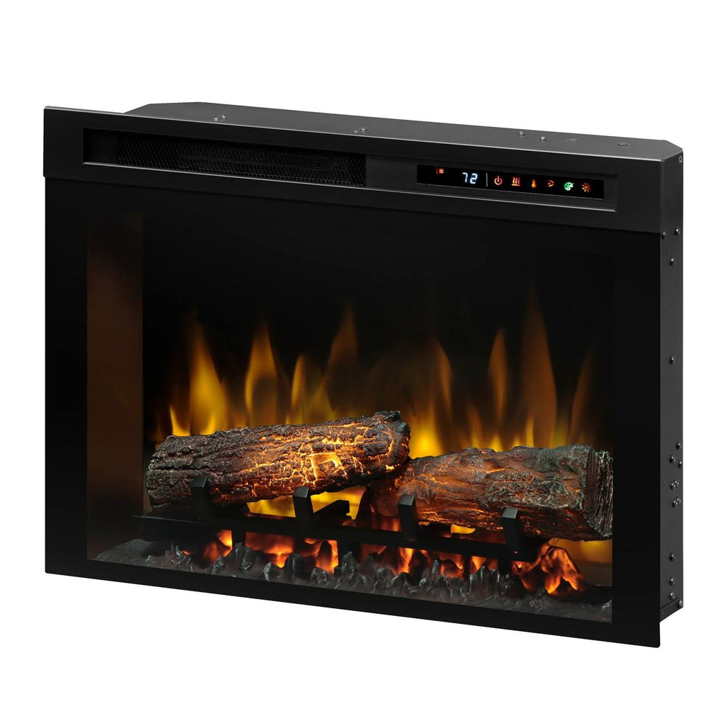 Gloss White Media Console Fireplace with Logs W896020