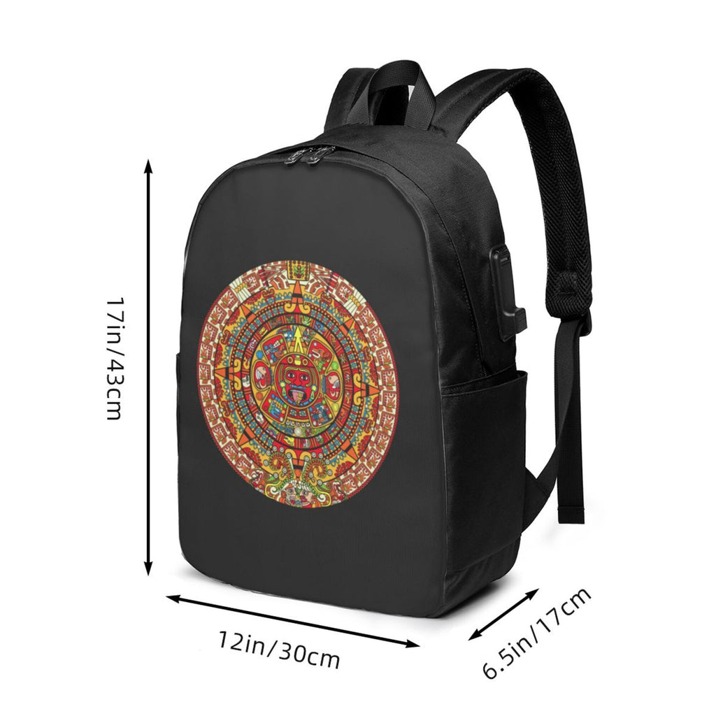 Colorful Aztec Calendar Print Laptop Backpack S2588