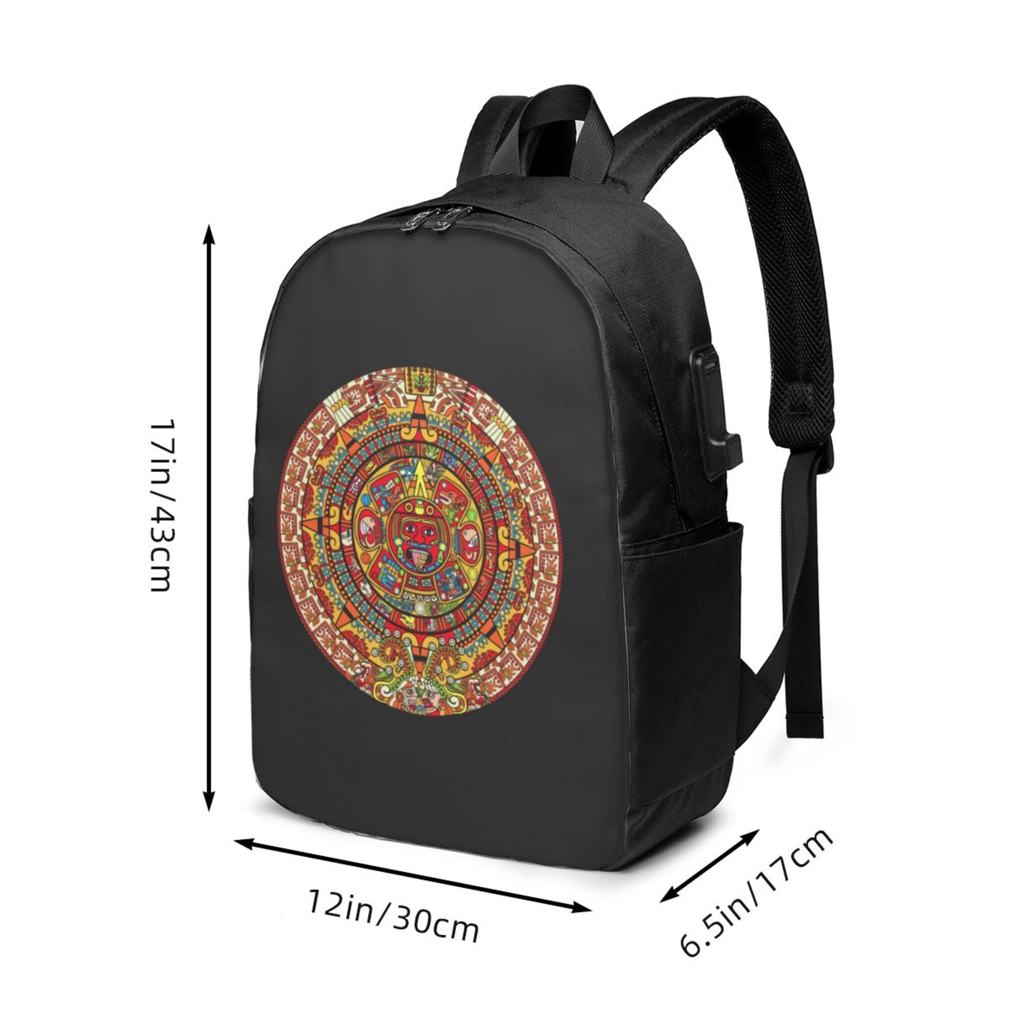 Colorful Aztec Calendar Print Laptop Backpack S2588