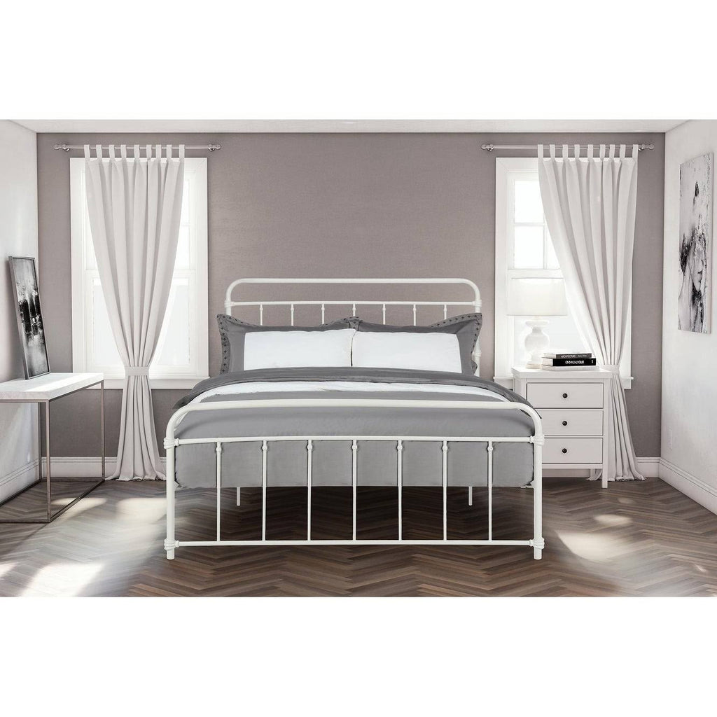 White Queen Metal Bed V4312