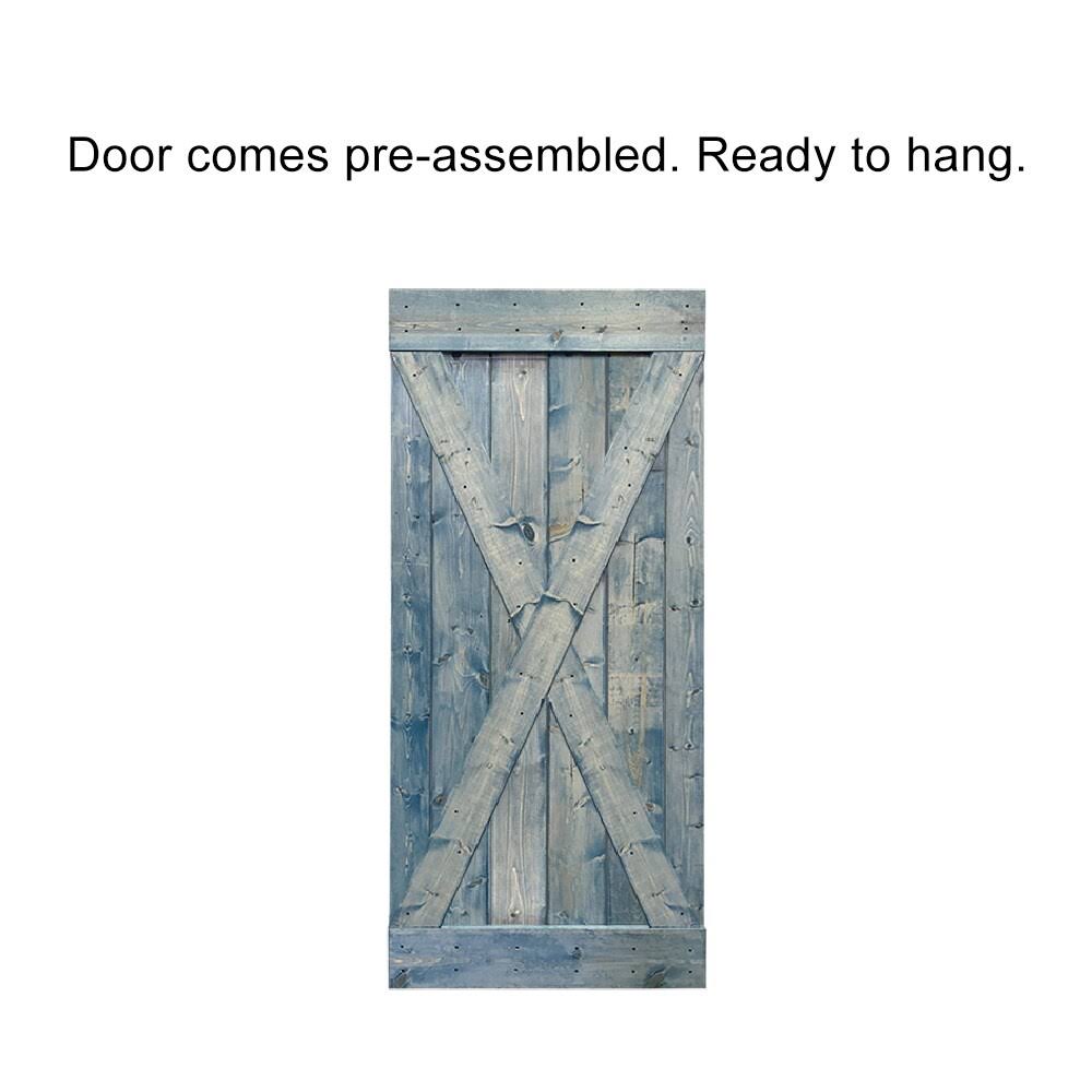 Red Walnut Stained Wood Interior Sliding Barn Door with Hardware Kit J8976