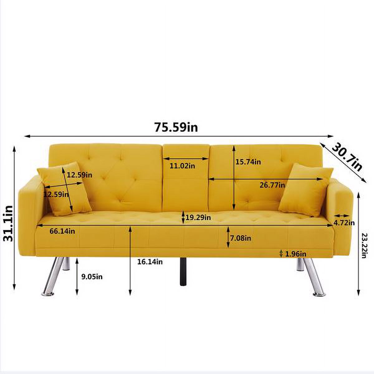 Yellow Linen Convertible Sofa and Bed Z7329