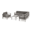 Khaki Aluminum Sofa Set with Glass Table and Cushions D892625