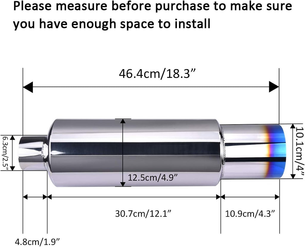 Stainless Steel Exhaust Tip, 18.5" Length, 2.5'' Inlet 4'' Outlet, Pack of 2 F12152