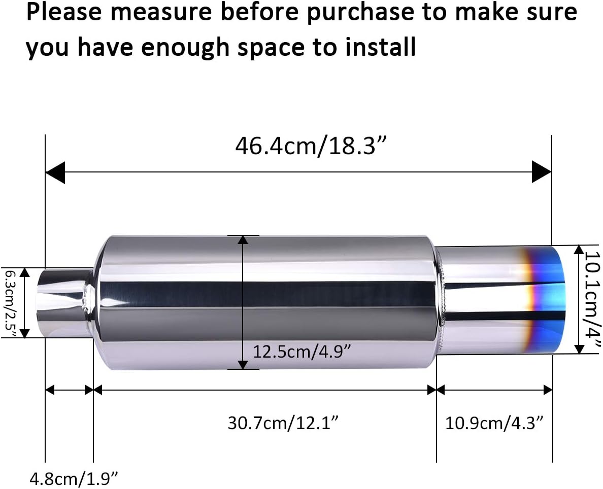 Stainless Steel Exhaust Tip, 18.5" Length, 2.5'' Inlet 4'' Outlet, Pack of 2 F12152