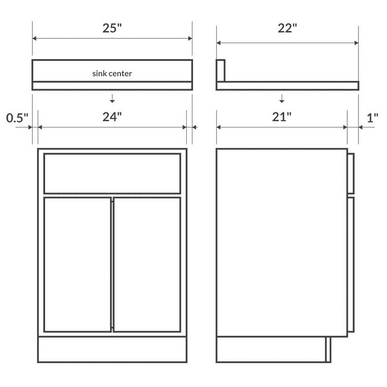 Baltic Brown Granite Vanity Top 25 in x 22 in with Backsplash 8 in Spread X339254