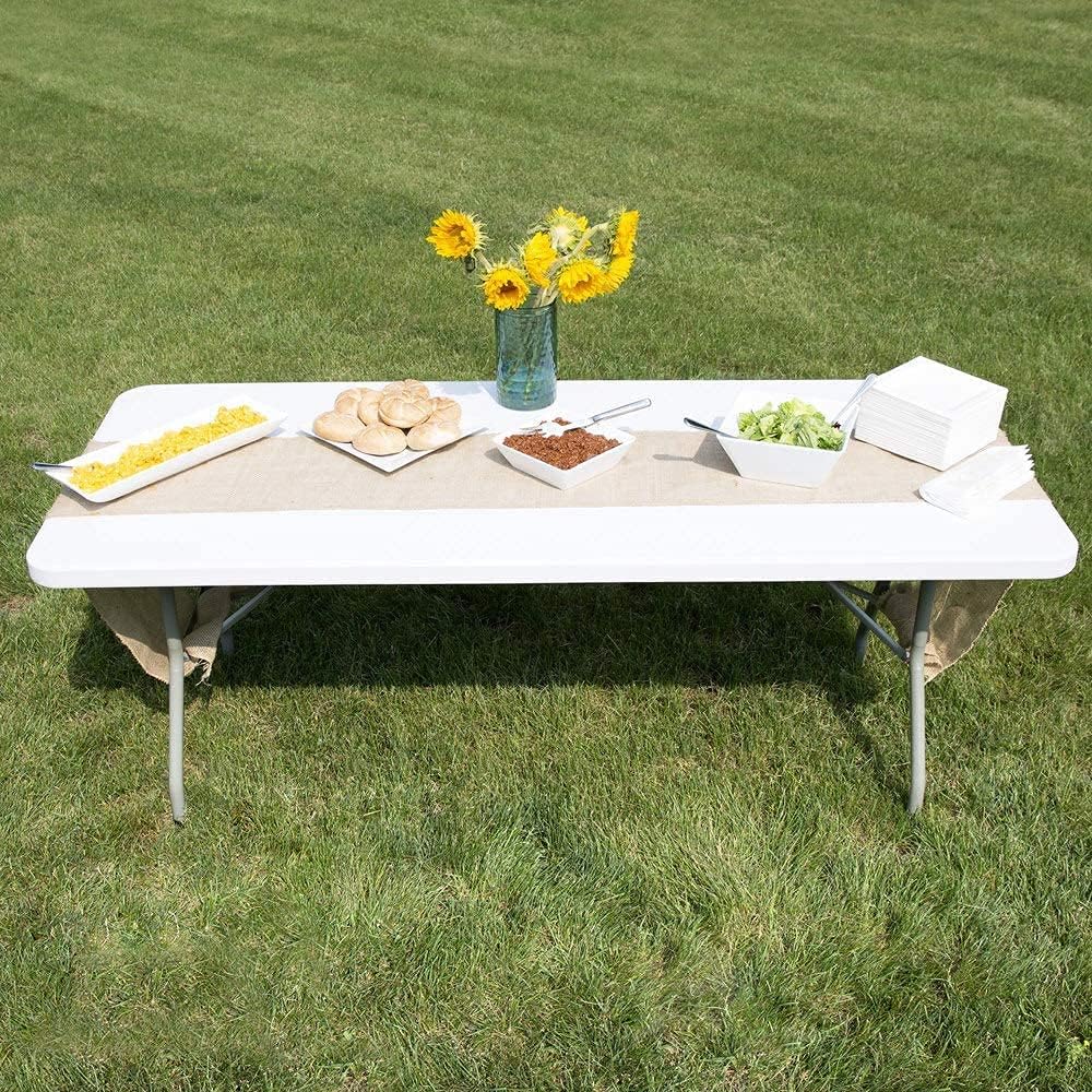 White 8ft Folding Plastic Dining Table with Handle N4239