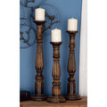 3-Piece Wooden Candle Holder Set Brown D50479