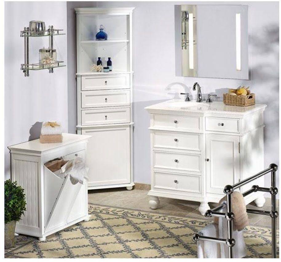 White 3 Drawer Corner Bath Cabinet D450