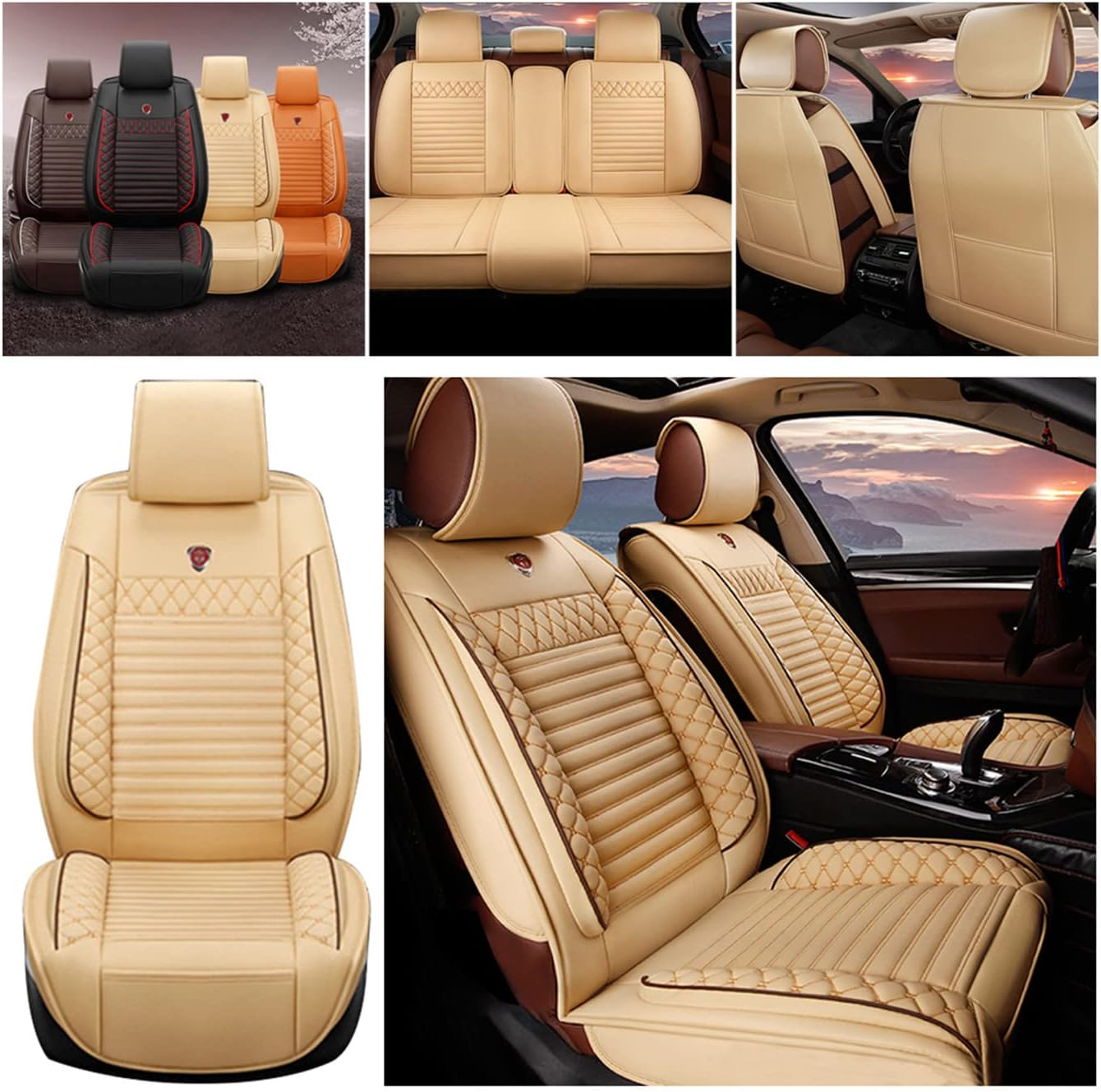 Orange PU Leather Car Seat Cover N1439
