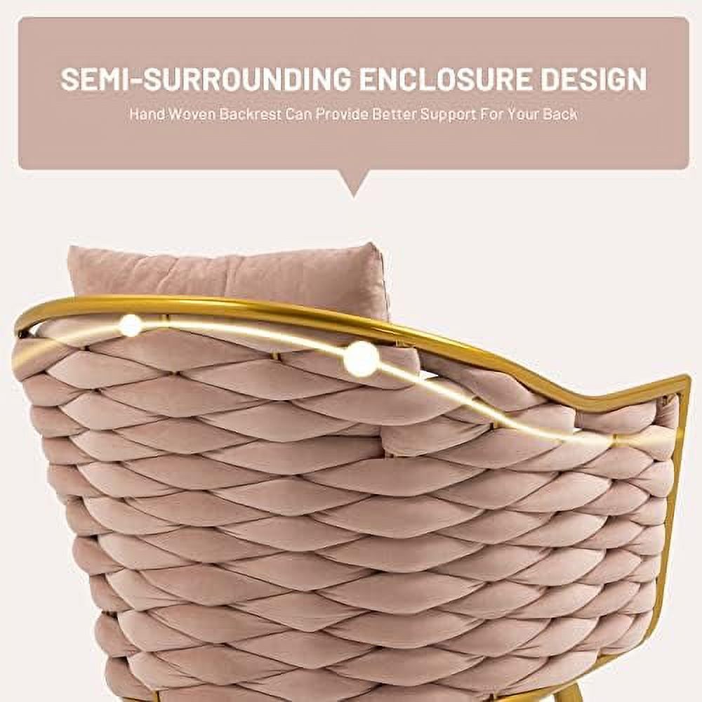 Beige Velvet Accent Chair with Arms and Pillow G8484