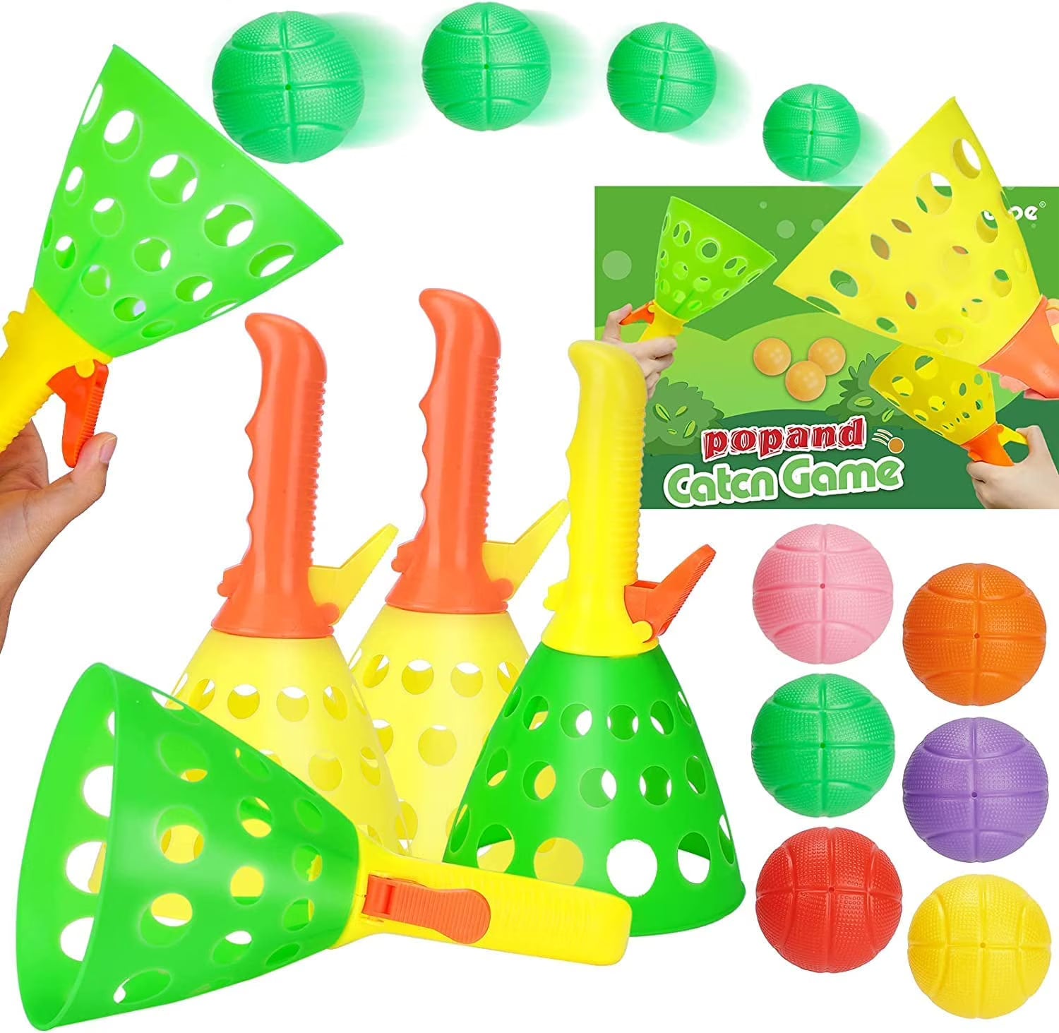 Pop Catch Ball Game with 4 Catch Launcher Baskets and 6 Balls D927731