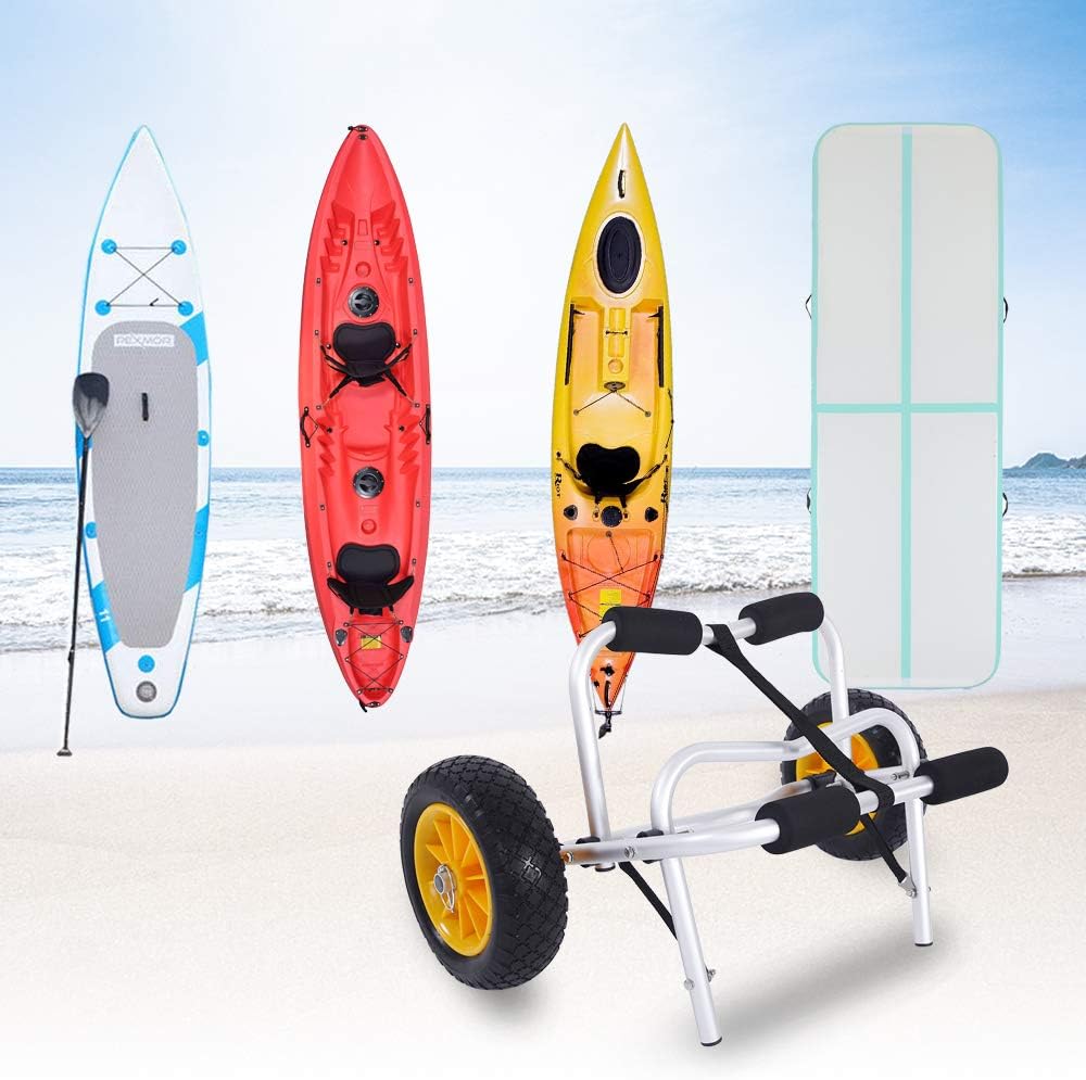 1.5MM Aluminum Alloy Canoeing Trailer Cart Silver J4146