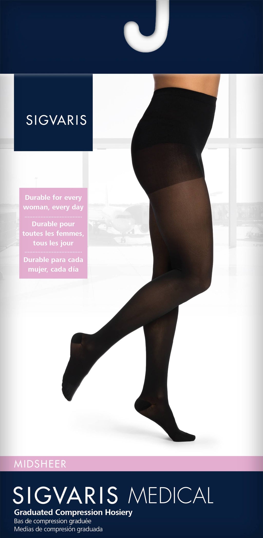 Medium Sheer Pantyhose, Black, 20-30 mmHg I13797