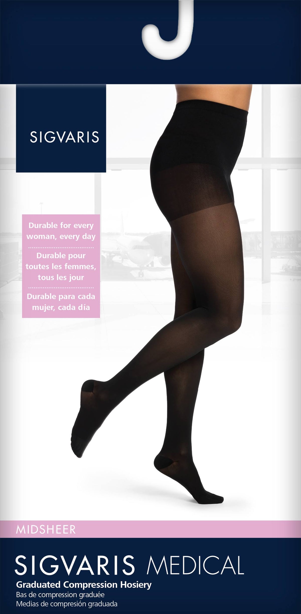 Medium Sheer Pantyhose, Black, 20-30 mmHg I13797