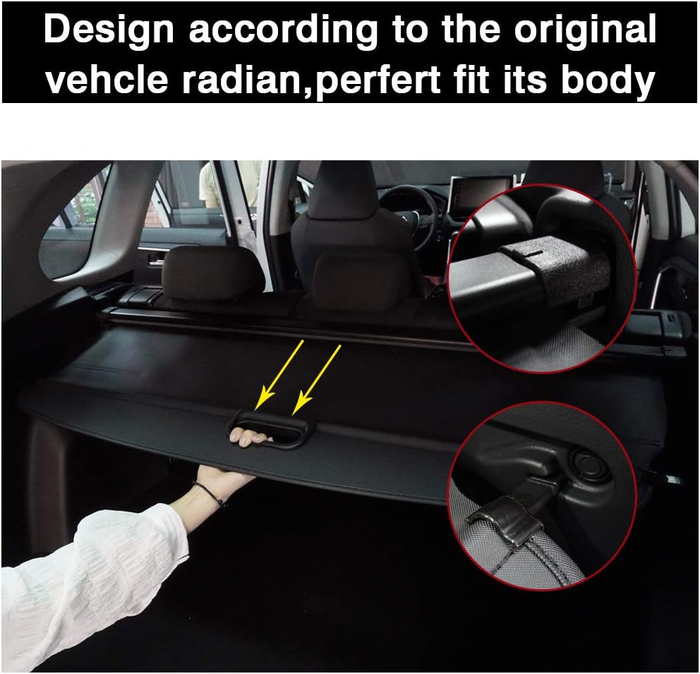 Black Retractable Rear Trunk Security Cover for Jeep Cherokee 2019-2022 C81515
