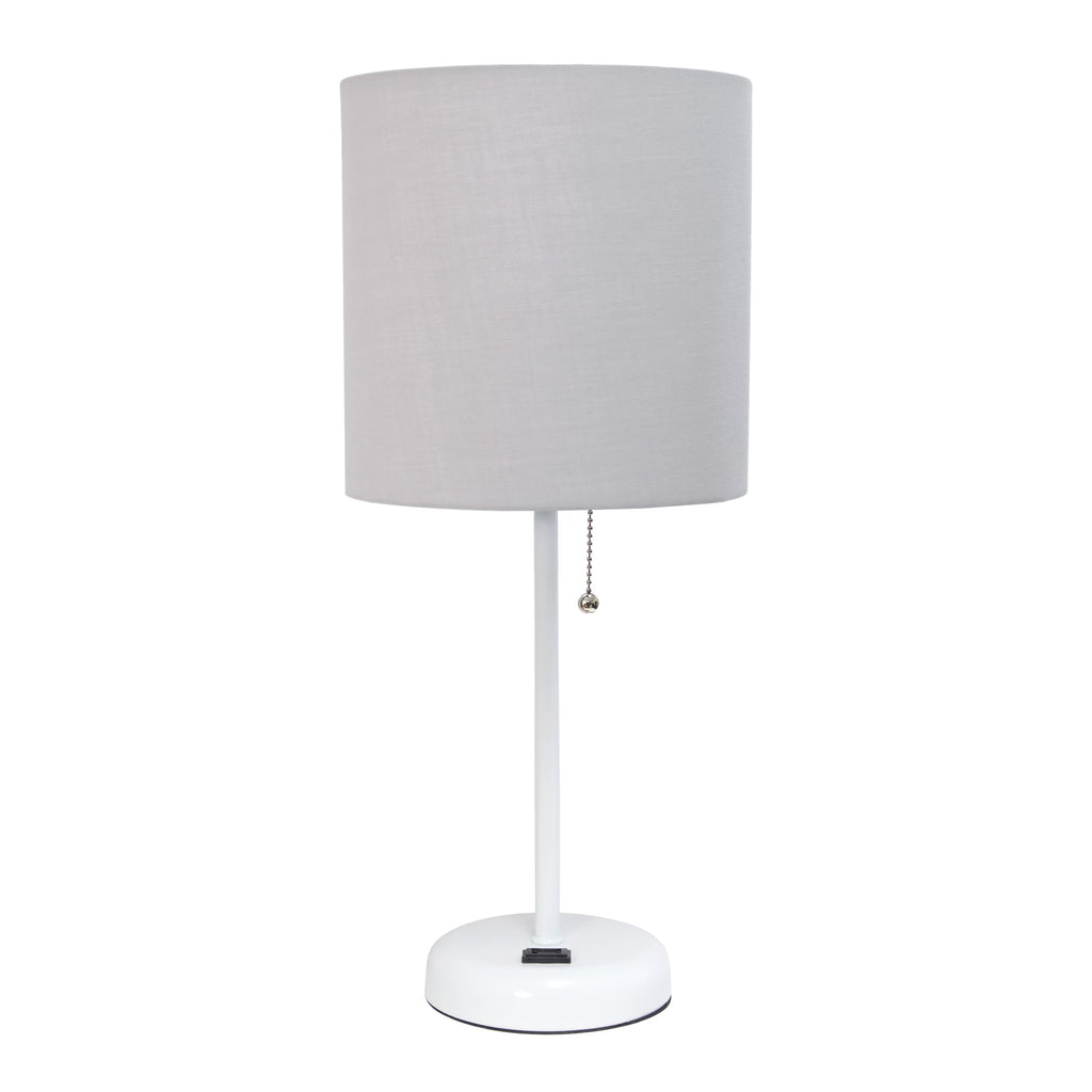 White Stick Lamp with Fabric Shade H4840