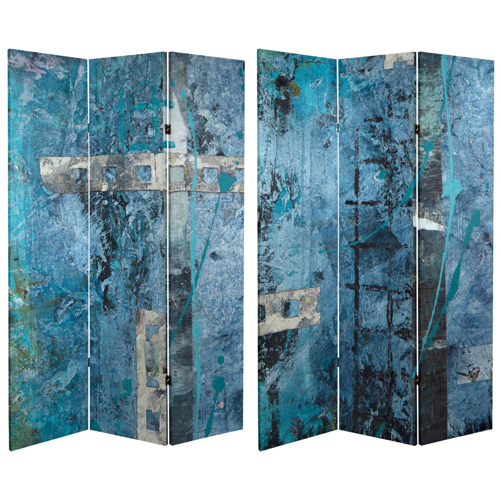 Double Sided Blue Canvas Room Divider R722617