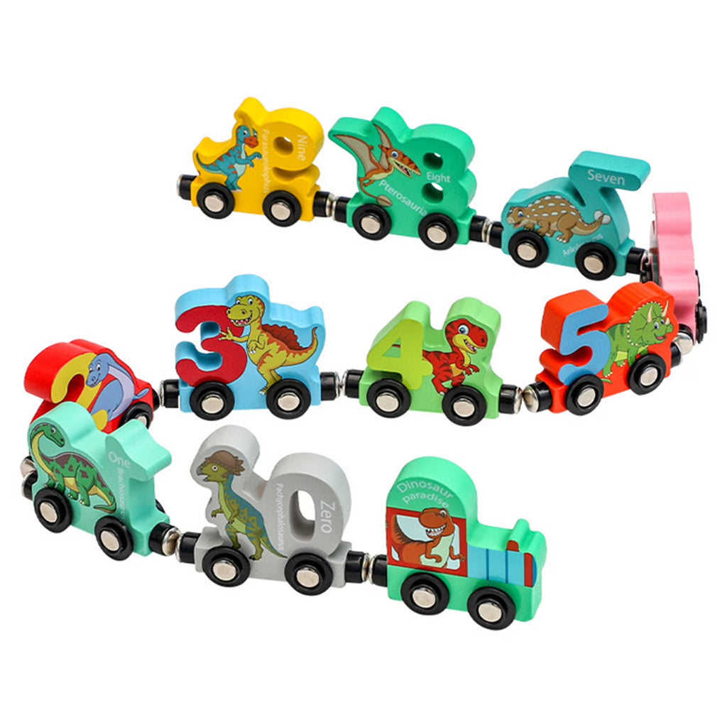 Magnetic Digital Train Wooden Building Block Toy Car U7553