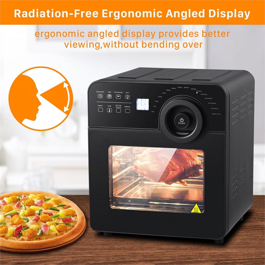 Black 16-in-1 Digital Air Fryer Oven with Rotisserie and Dehydrator K138