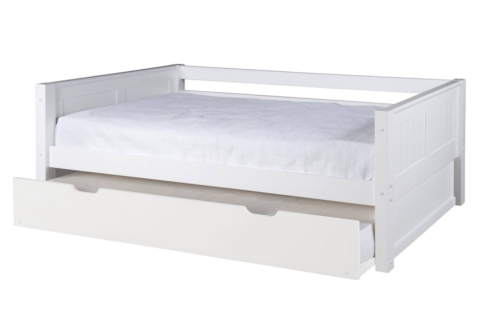White Day Bed with Twin Trundle and Panel Headboard C4743