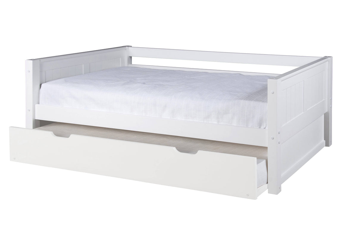 White Day Bed with Twin Trundle and Panel Headboard C4743