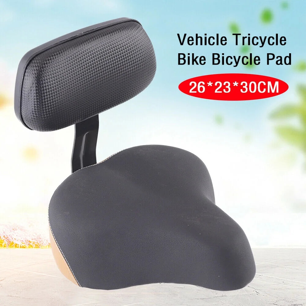 Black Comfort Bicycle Seat Saddle with Soft Back Rest 12" x 10" H2206