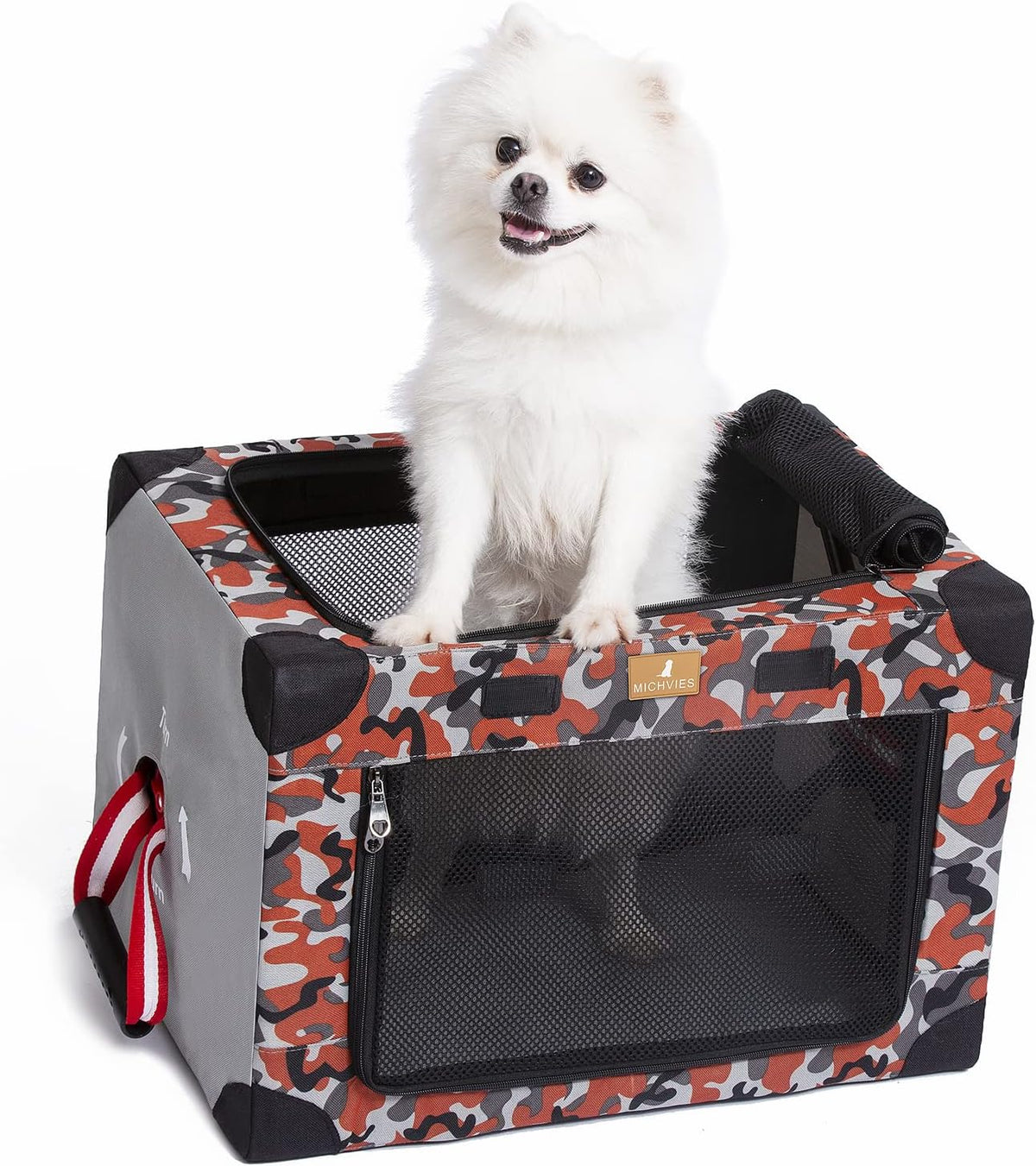 Army Green Large Portable Dog Crate with Carrying Bag O24346
