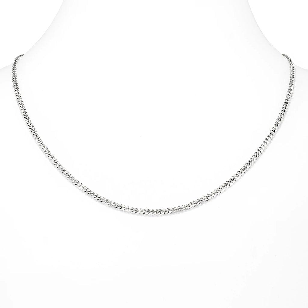 14k White Gold Solid Miami Cuban Link Chain Pendant Necklace 16" - 30" A588688