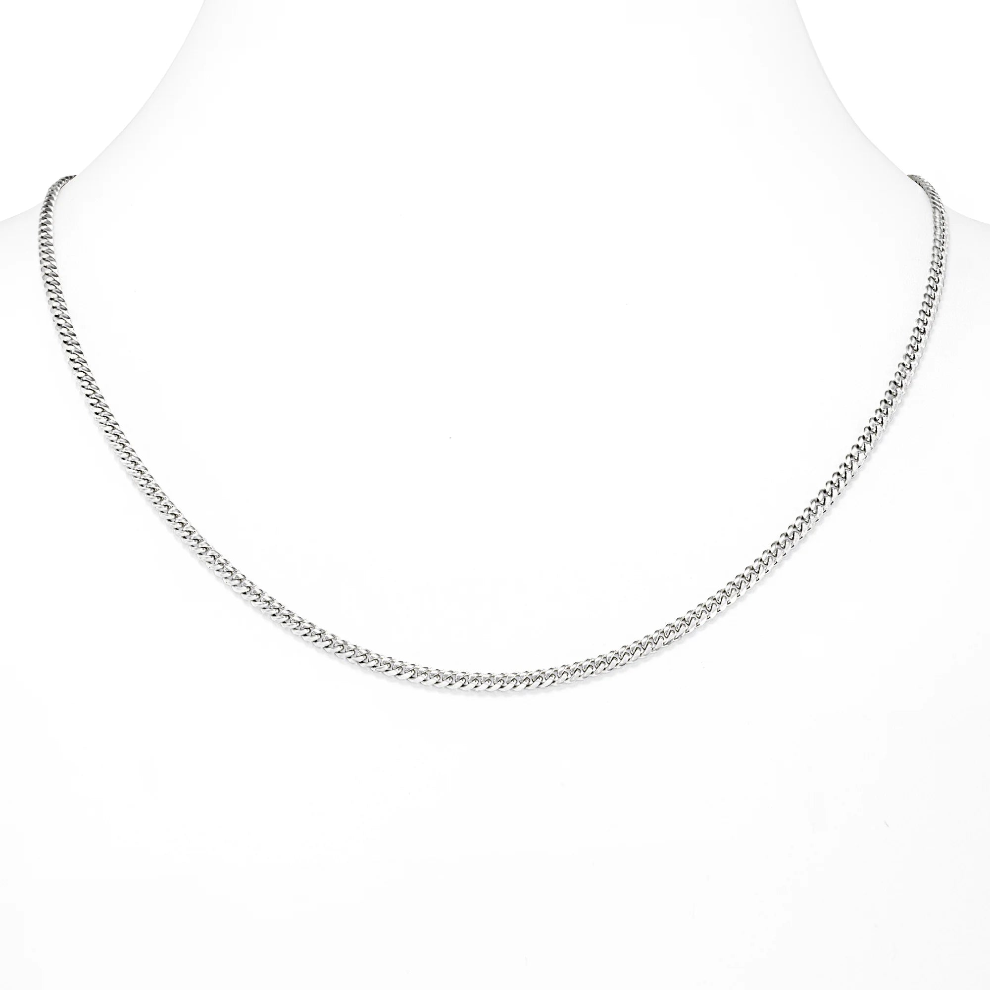 14k White Gold Solid Miami Cuban Link Chain Pendant Necklace 16" - 30" A588688