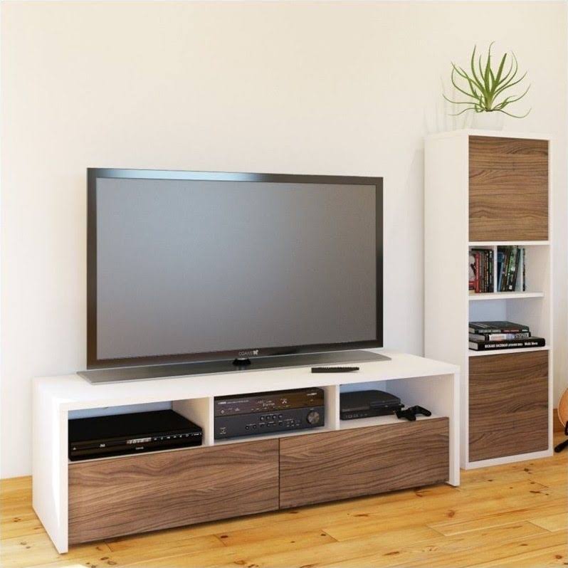 White and Walnut 2-Door Bookcase L149