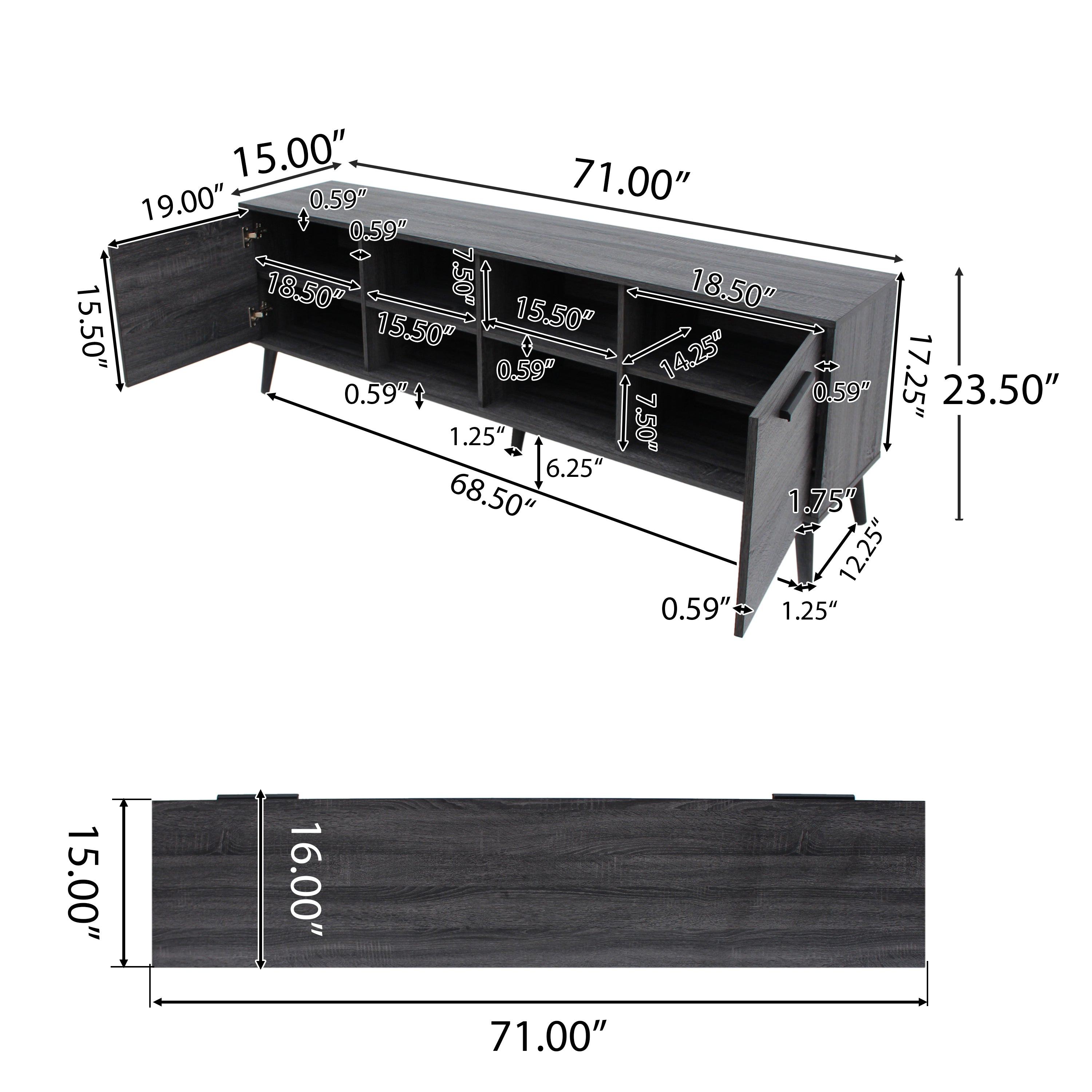 Grey Oak Finish TV Stand C671