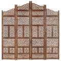 Hand Carved 4-Panel Room Divider Solid Mango Wood S494