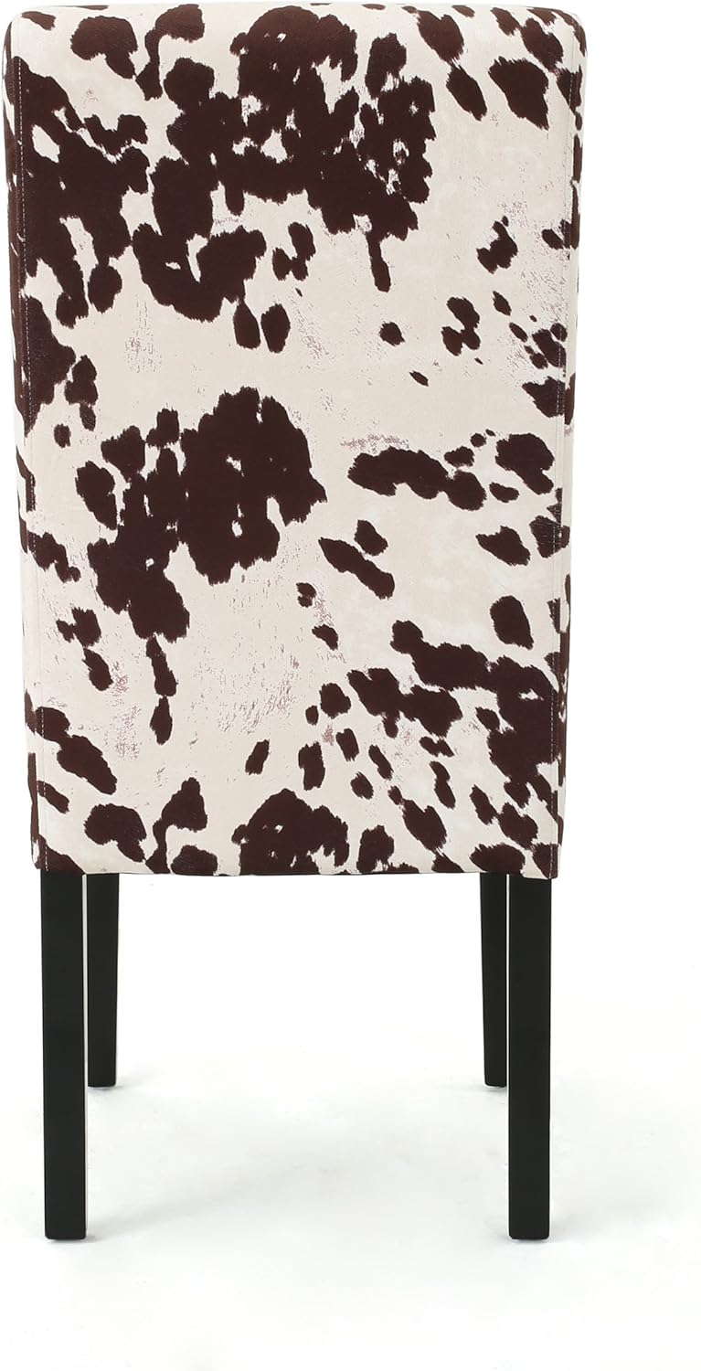 Milk Cow Dark Brown Velvet Dining Chairs, 2-Pcs Set L999