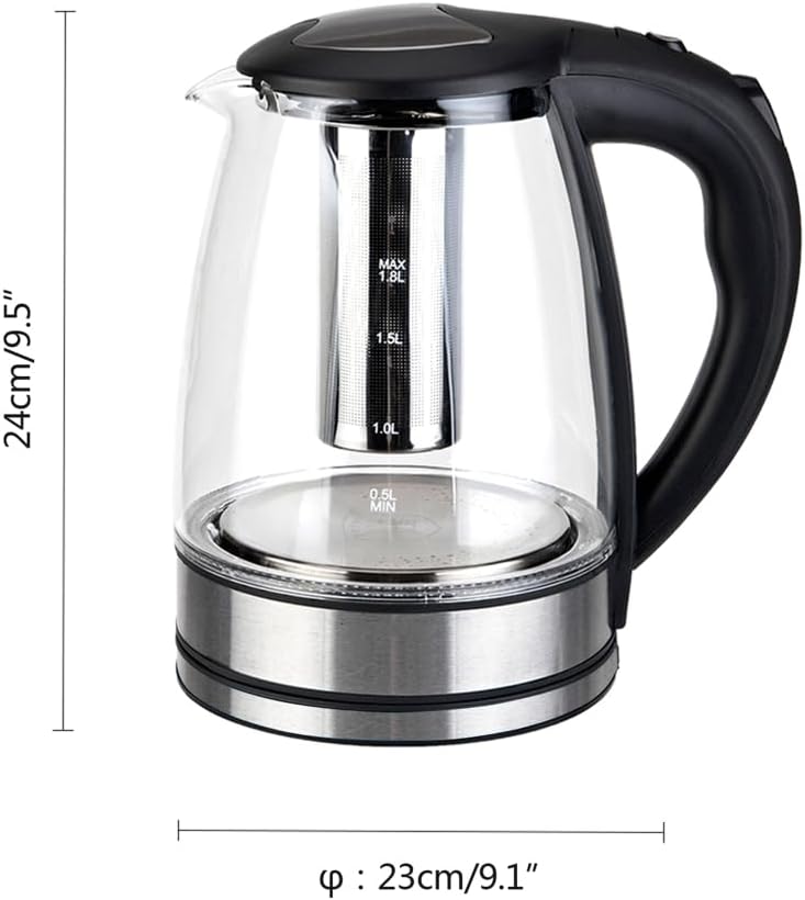 1.8L Glass Electric Kettle with Stainless Steel Lid E502274