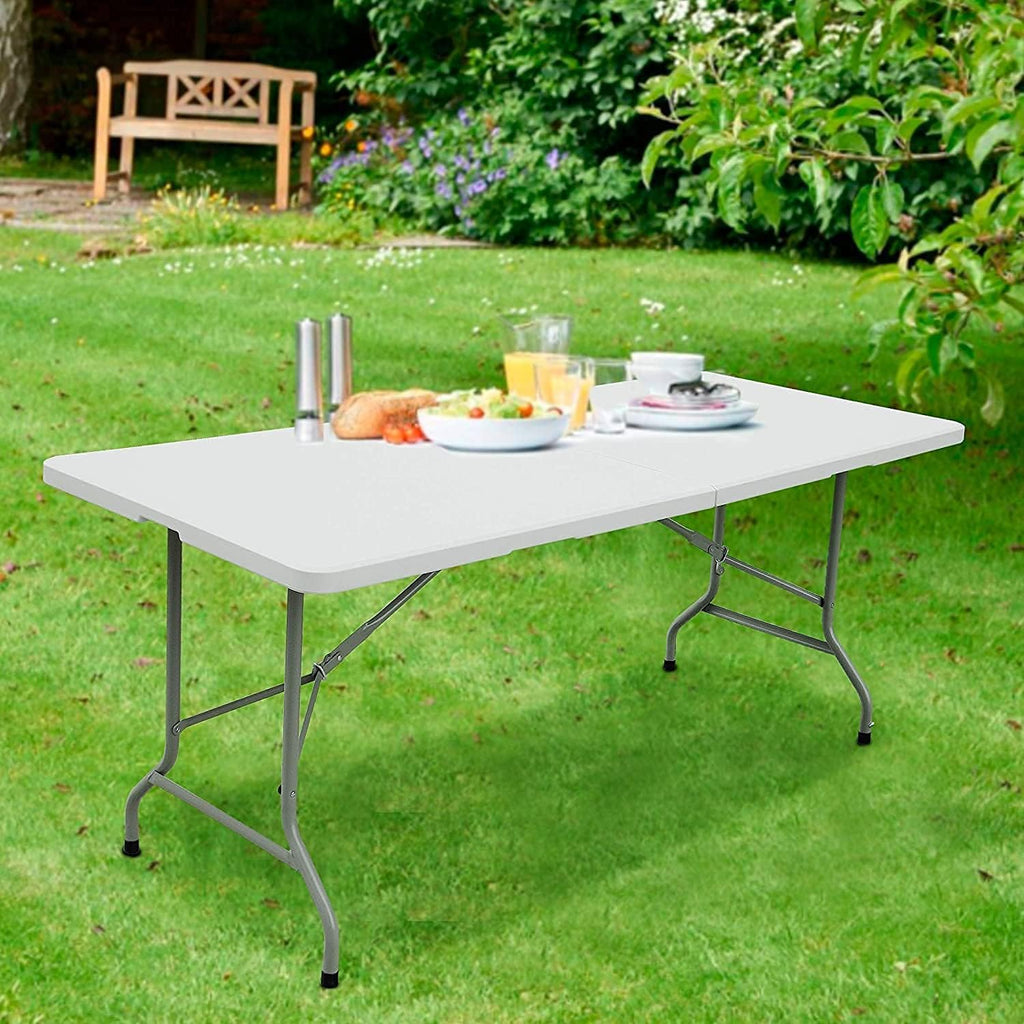White 8ft Folding Plastic Dining Table with Handle N4239