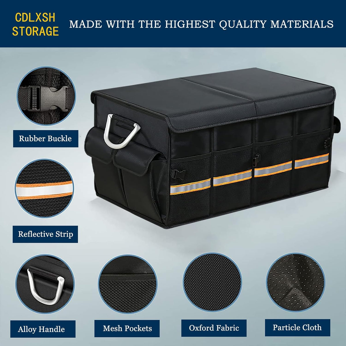 Black Multi-Compartment Car Trunk Organizer P619